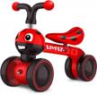 4-wheel ladybug baby balance bike for 10-36 month old boys & girls - safety upgraded first birthday toddler walker no pedal bicycle toys logo