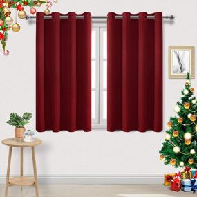 img 4 attached to DWCN Burgundy Room Darkening Blackout Thermal Insulated Curtains - Privacy Energy Saving Window Drapes 52 X 45 Inch Length, Set Of 2 Bedroom Living Room