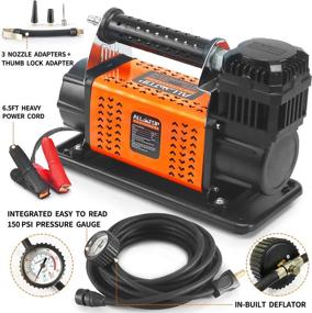img 2 attached to ALL-TOP Heavy Duty Air Compressor Kit - 12V Portable Inflator With 6.35CFM For Offroad And Truck Tires, Car And RV Tire Air Pump - Max 150PSI For SUV, Jeep, 4X4 Vehicles