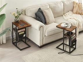 img 2 attached to Organize Small Spaces With Superjare C Tables - Charging Station, Fabric Bag Included - Set Of 2