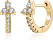 sterling silver huggie hoop earrings, 14k gold plated with evil eye, star, butterfly, spike & cross dangles - minimalist hypoallergenic jewelry gifts for women logo