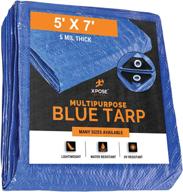 🔵 xpose safety better blue poly tarp - premium multipurpose protective cover, drop cloth - heavy-duty, waterproof, weatherproof - 5 mil thick polyethylene - 5x7ft logo