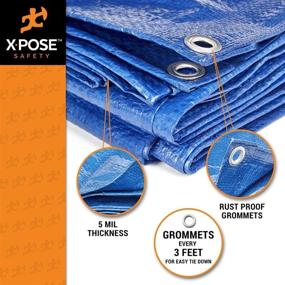 img 2 attached to 🔵 Xpose Safety Better Blue Poly Tarp - Premium Multipurpose Protective Cover, Drop Cloth - Heavy-Duty, Waterproof, Weatherproof - 5 Mil Thick Polyethylene - 5x7ft