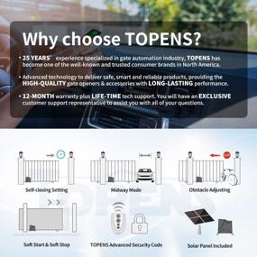 img 2 attached to TOPENS DK1000S Solar Sliding Gate Opener - Motorized Rack Drive For 1800 Pound Driveway Slide Gates. Battery-Powered Gate Operator With Solar Panel, Remote Control Kit For Easy Access.