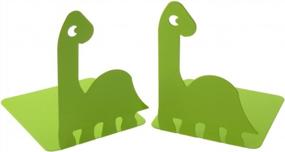 img 2 attached to Cute Dinosaur Bookends for Kids - Artkingdome Book Ends, Books Holder Racks Stand, Desk/School/Library Decorative Bookends - 1 Pair, Green