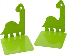 img 3 attached to Cute Dinosaur Bookends for Kids - Artkingdome Book Ends, Books Holder Racks Stand, Desk/School/Library Decorative Bookends - 1 Pair, Green