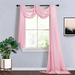 img 4 attached to Pink Sheer Organza Curtain Panels 18Ft Window Scarf Valance Wedding Arch Draping Fabric For Top Table Event Party Home Decor Stair Bow Backdrop Curtain Decoration By Efavormart