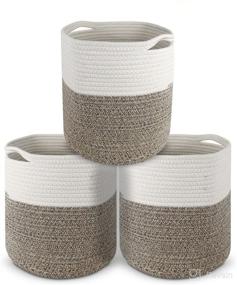 img 4 attached to 🧺 Set of 3 Foldable Cotton Rope Storage Baskets - Toddler Friendly and Durable - Ideal for Laundry, Toys, and Accessories - Decorative for Room or Shelf - Soft and Long-lasting