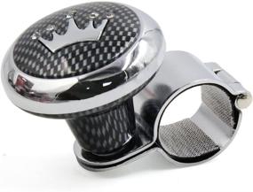 img 4 attached to uxcell Carbon Fiber Steering Wheel Knob Power Handle with Crown Pattern Design for Car