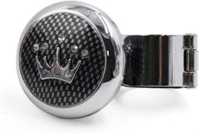 img 1 attached to uxcell Carbon Fiber Steering Wheel Knob Power Handle with Crown Pattern Design for Car