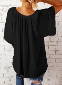 img 3 attached to Chic And Elegant SHEWIN Women'S Loose V-Neck Chiffon Blouse With Flowy 3/4 Bell Sleeves And Pleated Details