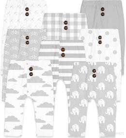 img 4 attached to 👶 Cotton Baby Pants Set: 8 Pack Toddler Boys Girls Newborn to 24 Months Grey