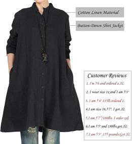 img 3 attached to Mordenmiss Womens Cotton Buttons Pockets Women's Clothing : Coats, Jackets & Vests