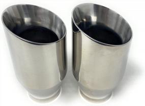 img 2 attached to 2Pcs 7" Stainless Steel Rolled Angle Cut Universal Exhaust Tips - 2.25" Inlet, 3.5" Outlet (Also In 9", 12", & 18")