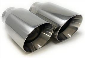 img 4 attached to 2Pcs 7" Stainless Steel Rolled Angle Cut Universal Exhaust Tips - 2.25" Inlet, 3.5" Outlet (Also In 9", 12", & 18")