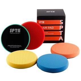 img 4 attached to SPTA Buffing Polishing Pads Kit - 5Pc 5.5 Inch Face for 5 Inch 125mm Backing Plate - Compound Buffing Sponge Pads for Car Buffer - Includes Cutting, Polishing, and Waxing Pads - SQPPS5MIX