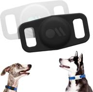 🐶 case-mate 2-pack protective airtag case: anti-lost dog gps tracker loop for collar - black/glow in the dark logo