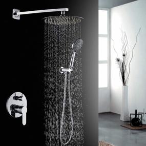 img 3 attached to Complete 10 In. Rain Shower & 5-Mode Handheld Set - ROVOGO Bathroom Faucet W/ Brass Valve & Trim Kit, Chrome Finish