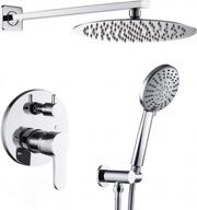 complete 10 in. rain shower & 5-mode handheld set - rovogo bathroom faucet w/ brass valve & trim kit, chrome finish logo