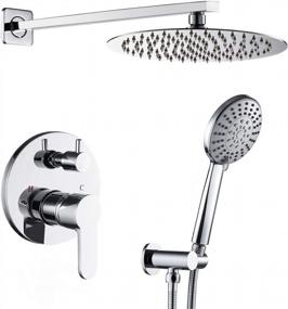 img 4 attached to Complete 10 In. Rain Shower & 5-Mode Handheld Set - ROVOGO Bathroom Faucet W/ Brass Valve & Trim Kit, Chrome Finish