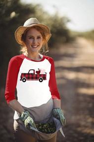 img 2 attached to Valentines Day T Shirt Women - DUTUT Love Heart Buffalo Plaid Heart Top Tee