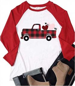 img 3 attached to Valentines Day T Shirt Women - DUTUT Love Heart Buffalo Plaid Heart Top Tee