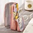 large capacity pen bag phone holder standing pencil case with 4 compartments for women - isuperb mobile phone bracket stationery pouch logo
