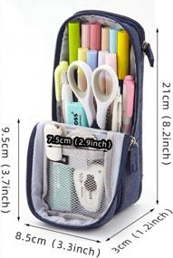 img 1 attached to Large Capacity Pen Bag Phone Holder Standing Pencil Case With 4 Compartments For Women - ISuperb Mobile Phone Bracket Stationery Pouch