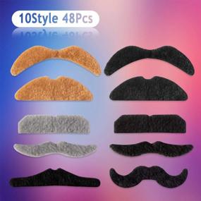 img 3 attached to Whaline Self Adhesive Mustache Set - 48 Pieces Of Fun Novelty Mustaches For Halloween, Costumes, And Party Festivals
