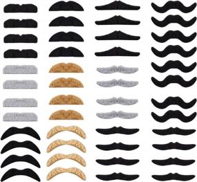 img 4 attached to Whaline Self Adhesive Mustache Set - 48 Pieces Of Fun Novelty Mustaches For Halloween, Costumes, And Party Festivals