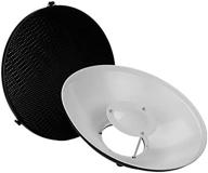 fotodiox pro beauty dish 16" kit with honeycomb grid and speedring for alien bees b400, b800, b1600 strobe light logo