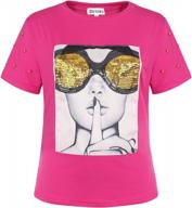 sparkle in style: pesion women's sequined short sleeve tees with fun graphic logo