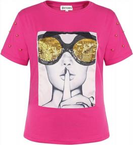 img 4 attached to Sparkle In Style: PESION Women'S Sequined Short Sleeve Tees With Fun Graphic