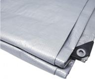 waterproof gray poly tarp cover - multi purpose 5 mil thickness with 8 x 8 weave for superior protection (14 x 30 feet) logo