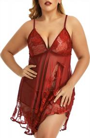 img 2 attached to Sexy Plus-Size Lace Babydoll Nightwear For Women