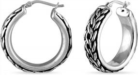 img 3 attached to Antique Byzantine-Inspired Sterling Silver Click-Top Hoop Earrings For Women By LeCalla