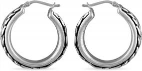 img 2 attached to Antique Byzantine-Inspired Sterling Silver Click-Top Hoop Earrings For Women By LeCalla