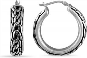 img 4 attached to Antique Byzantine-Inspired Sterling Silver Click-Top Hoop Earrings For Women By LeCalla