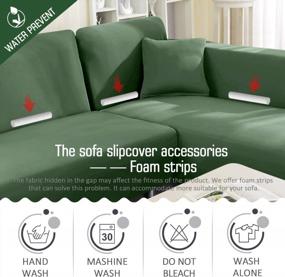 img 1 attached to Dark Olive Green Water Resistant L-Shaped Sectional Sofa Covers With 2 Pillowcases - Stretch Slipcovers For 3 Seats +3 Seats - TAOCOCO Polyester Fabric Softness.