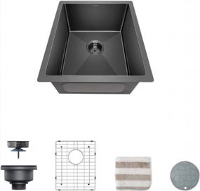 img 3 attached to TORVA 17-Inch Gloss Black Ceramic Coating With NanoTek Undermount Kitchen Sink, PVD Coated Gunmetal Sink,16 Gauge Stainless Steel Single Bowl - 17 X 19 X 9 Inch Deep Bar/Prep Basin, Dark Gray