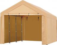 asteroutdoor 12x20 feet heavy duty carport with removable sidewalls & doors portable garage car canopy boat shelter tent for party, wedding, garden storage shed 8 legs, beige logo