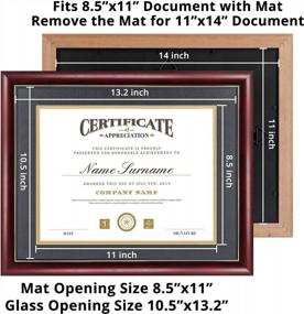 img 1 attached to Cherry Finish Diploma Frame For 8.5X11 Diplomas And 11X14 Certificates - Solid Wood, UV Protection, Black Over Gold Mat, Gold Trim