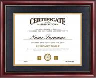 cherry finish diploma frame for 8.5x11 diplomas and 11x14 certificates - solid wood, uv protection, black over gold mat, gold trim logo