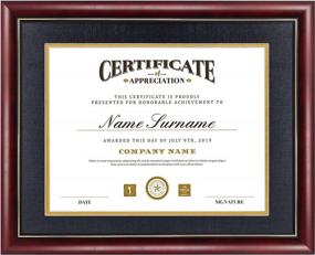 img 4 attached to Cherry Finish Diploma Frame For 8.5X11 Diplomas And 11X14 Certificates - Solid Wood, UV Protection, Black Over Gold Mat, Gold Trim