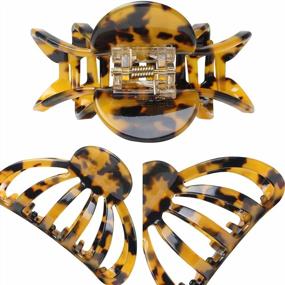 img 1 attached to Stylish Leopard And Tortoise Hair Clips For Women And Girls | Strong Hold Hair Barrettes For Thick Hair | Bohemian Celluloid French Design Shell Hair Claws | Fashionable Accessories For Hair