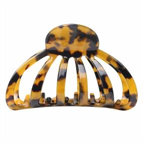 img 4 attached to Stylish Leopard And Tortoise Hair Clips For Women And Girls | Strong Hold Hair Barrettes For Thick Hair | Bohemian Celluloid French Design Shell Hair Claws | Fashionable Accessories For Hair