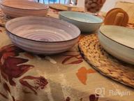 img 1 attached to Selamica Ceramic 50Oz Pasta Bowls Set Of 4 - 8.6" Large Salad Serving Stackable Porcelain Soup Bowls, Microwave/Dishwasher Safe, Gradient Color Gift review by Sherita Dixon
