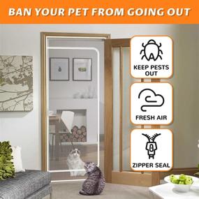 img 3 attached to KFFPET Pet Screen Door: Durable Mesh with Zipper Closure, Ideal for Living Room, Bedroom, Kitchen, Patio - Cat & Dog Resistant, Scratch Proof