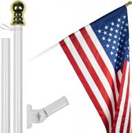 5-foot white spinning flagpole with tangle-free design, embroidered 2x3 ft american flag and easy-to-install aluminum pole for a proud display - complete with pole sleeve logo