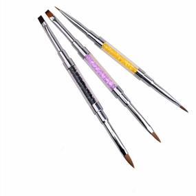 img 3 attached to Professional 3PCS Dual Head Acrylic Nail Brushes For Stunning 3D Nail Art Design - Rhinestone Handles - Ideal For Manicure And Pedicure - DIY Nail Art Tools